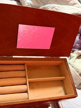 Wood Jewelry Box with small mirror